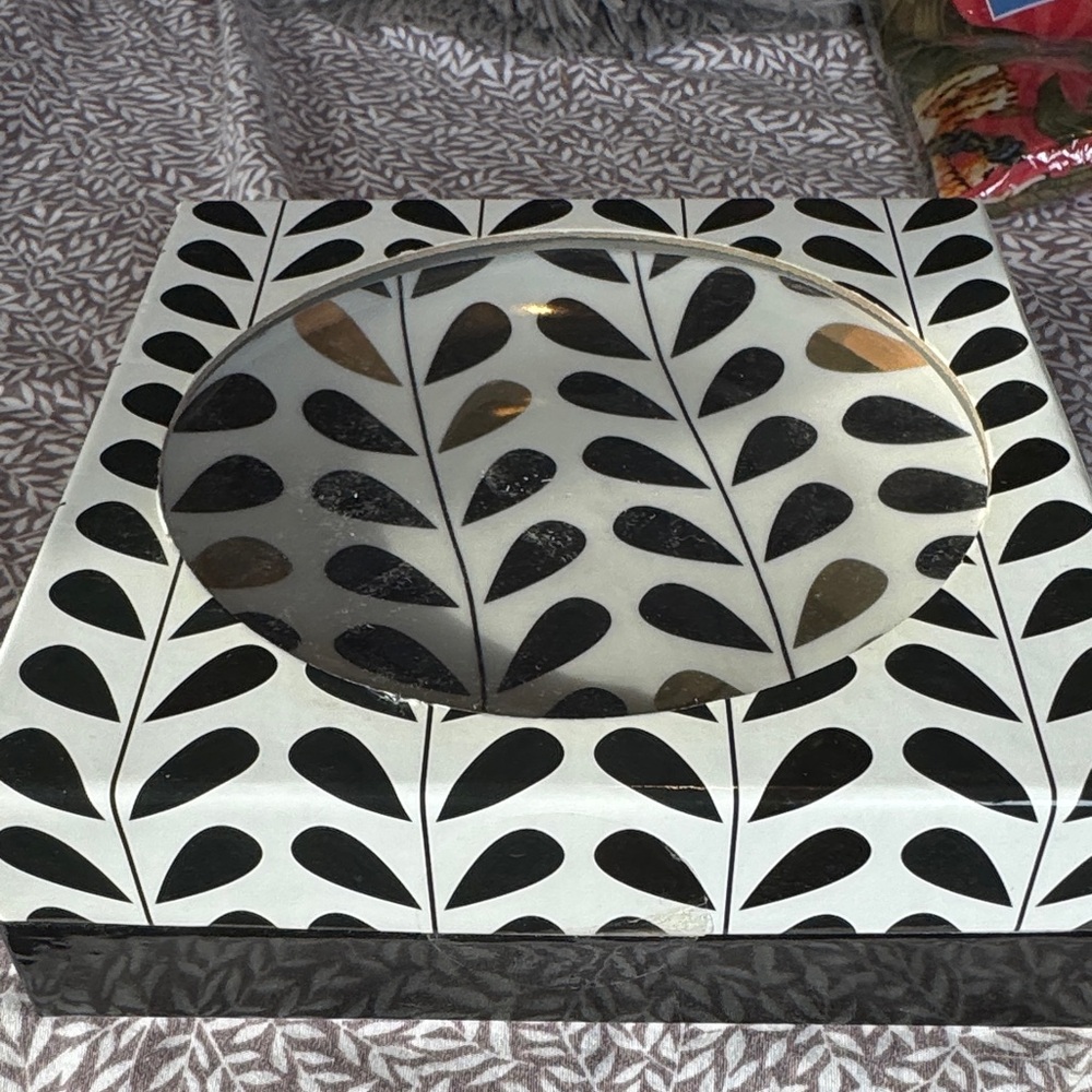 Macy's Black and White Leaf Pattern Dinnerware